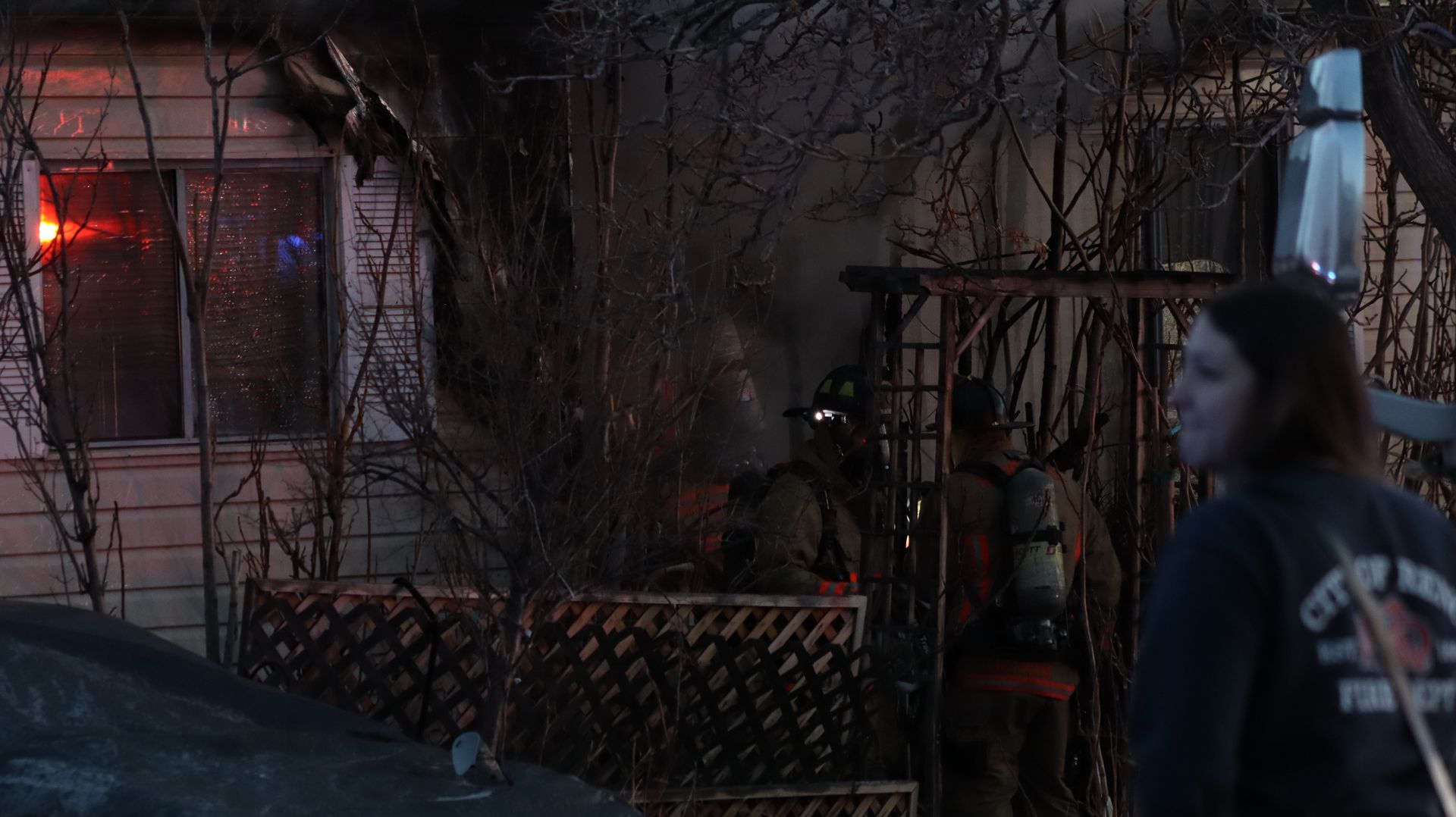 RFD removing flamable items from the scene